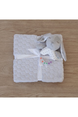 Coperta Liso con sonaglio - Dalla nascita - 80 x 110 cm - Grigio