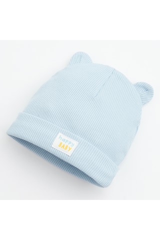 2 gorros com orelhas - Azul-celeste e bege