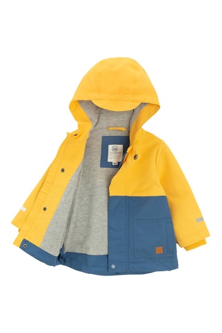 Impermeável com capuz - amarelo e azul-cobalto