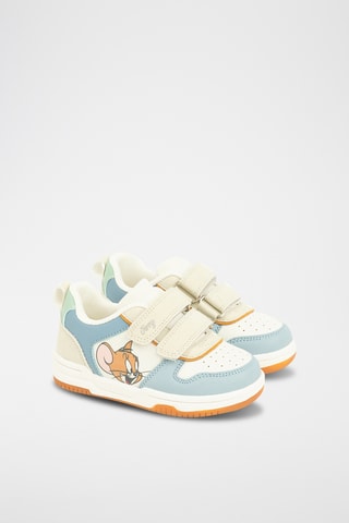 Sapatilhas Tom e Jerry - Branco e azul-celeste