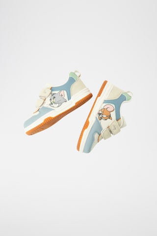 Sapatilhas Tom e Jerry - Branco e azul-celeste