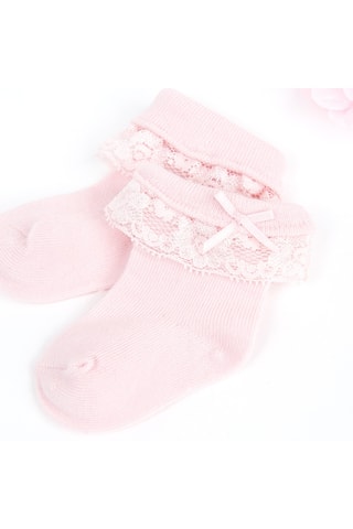 Meias e fita em renda - Rosa-maquilhagem