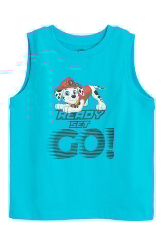 2 camisolas de alças Chase e Marcus Patrulha Pata - Turquesa e amarelo