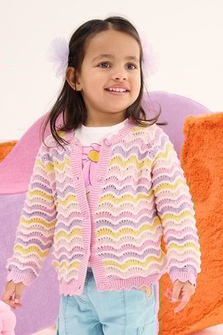 Casaco de malha - Rosa e violeta