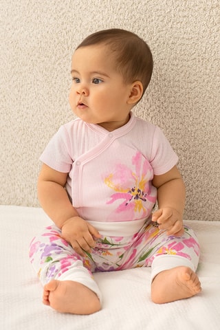 2 calças - Rosa-maquilhagem e branco