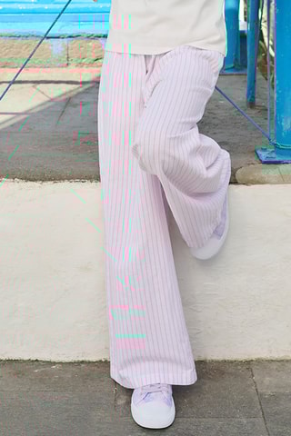Calças em linho - Branco e rosa