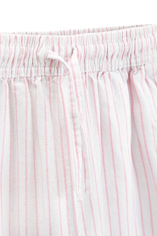 Calças em linho - Branco e rosa