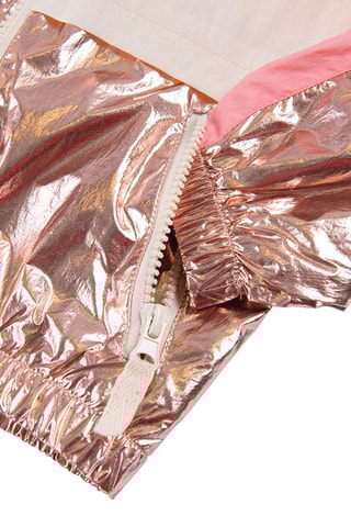 Casaco bi-matéria Nude e dourado