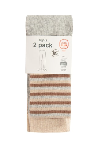 2 pares de collants - Bege mesclado e cinzento-claro mesclado