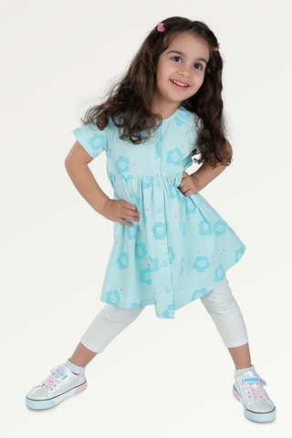 Vestido e leggings Verde-água e branco