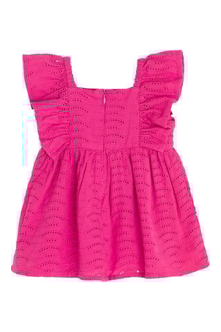 Vestido e fita em bordado inglês - Fúcsia
