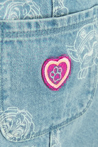 Vestido-jardineiras de ganga Stella Patrulha Pata - Azul-celeste