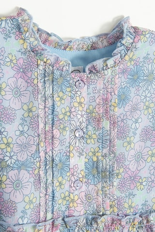 Vestido com folhos - Azul-claro