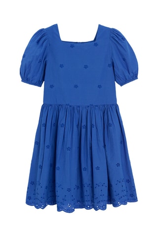 Vestido em bordado inglês - Azul-real