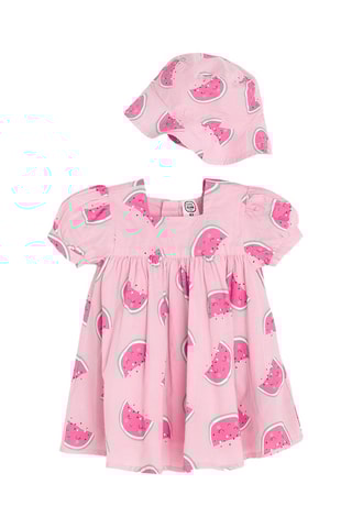 Vestido e chapéu à pescador - Rosa-maquilhagem