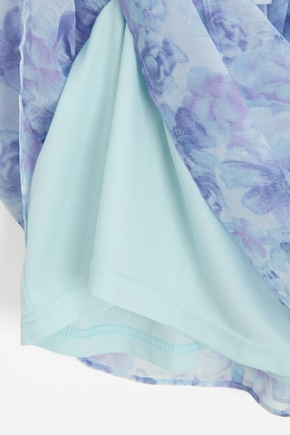 Vestido com folhos - Azul-claro