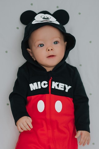 Macacão integral com capuz Mickey Disney - Vermelho e preto