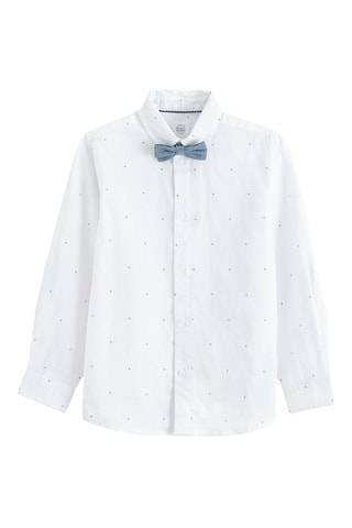 Camisa em linho - Branco e azul-marinho