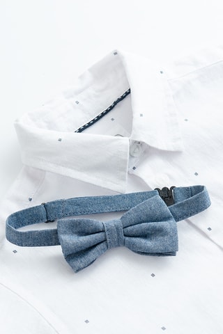 Camisa em linho - Branco e azul-marinho