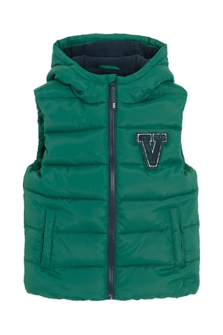 Colete acolchoado com capuz - Verde-escuro