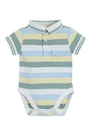 Body-polo Branco e verde-azeitona