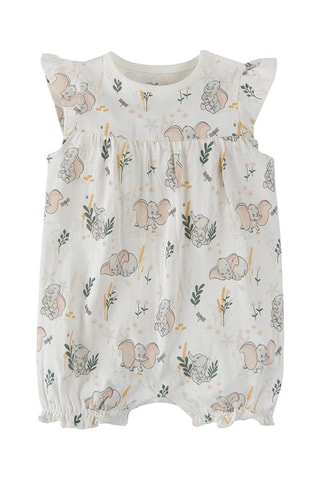 2 babygros Dumbo Disney em algodão biológico Cru e azul-claro