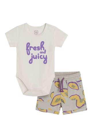 Body e calções Cru e bege