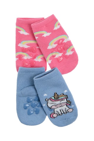 2 pares de meias Rosa e azul-celeste