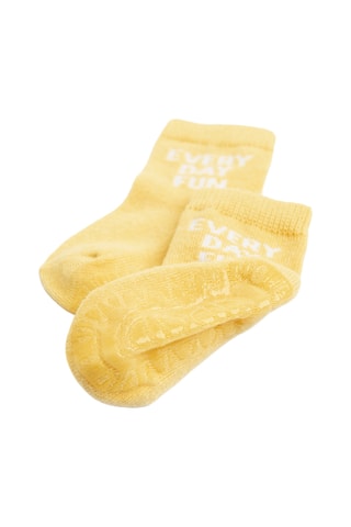 3 pares de meias antiderrapantes - Amarelo, Verde-claro e cinzento-claro mesclado