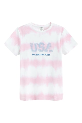 T-shirt dip and dye - Branco e rosa