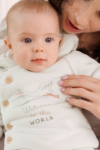 Sweat com capuz em veludo - Cinzento-claro