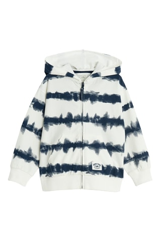 Sweat com capuz tie and dye - Branco e azul-marinho