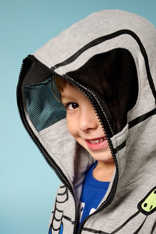 Sweat com capuz - Cinzento mesclado e preto