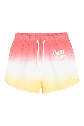 Calções dip and dye - Coral e amarelo