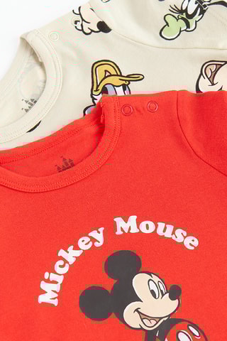 2 macacões Mickey Disney - Vermelho e bege