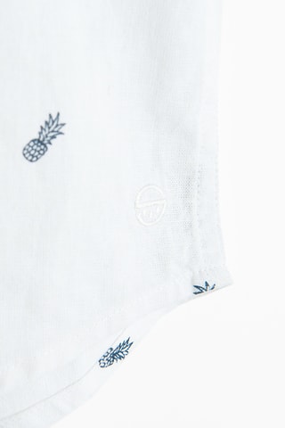 Camisa e laço de linho - Branco e azul-noite