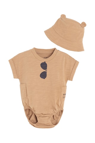 Chapéu à pescador e body - Castanho