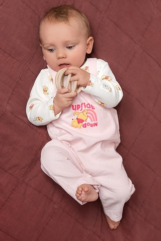 Body e jardineiras Winnie The Pooh Disney - Branco e rosa-maquilhagem