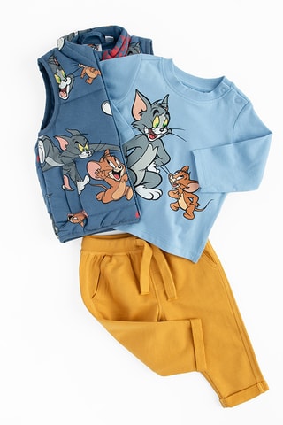 Conjunto 3 peças Tom e Jerry - Azul-claro e amarelo