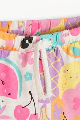 T-shirt e calções - Cru e rosa