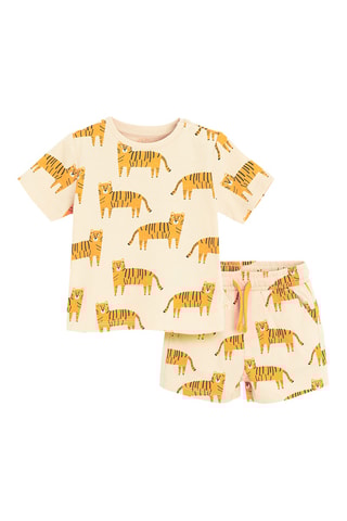 T-shirt e calções - Bege