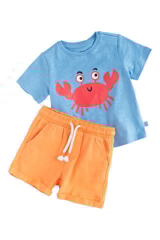 T-shirt e calções - azul-cobalto e laranja