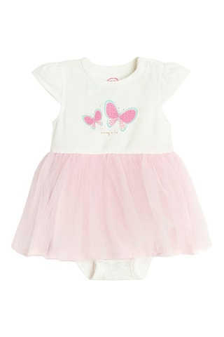 Body-vestido - Branco e rosa-maquilhagem