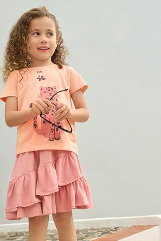 Saia com folhos - Rosa