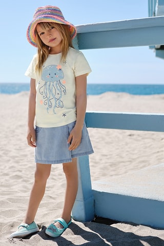 Saia-calção de ganga - Azul-celeste