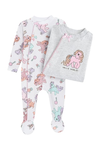2 babygros My Little Pony Os amigos, é mágico - Branco e cinzento-claro mesclado