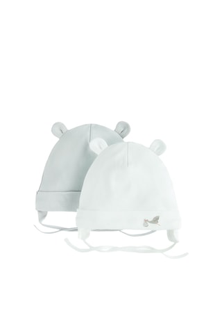 2 gorros de aviador com orelhas - Cinzento-claro e branco