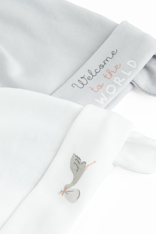 2 gorros de aviador com orelhas - Cinzento-claro e branco