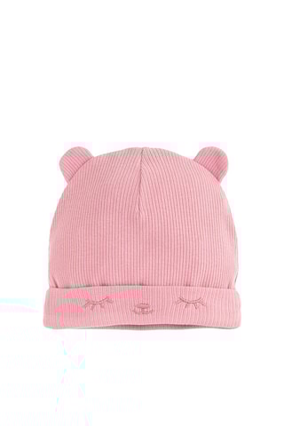 2 mutsen met oortjes - Roze en Wit