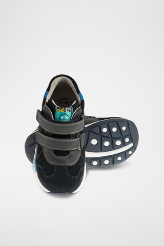 Sapatilhas subidas em couro - Azul-marinho